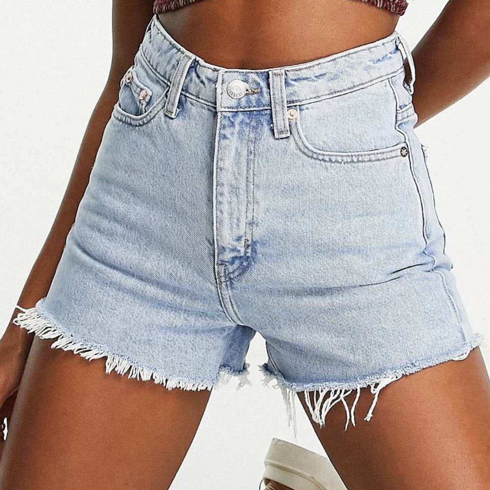 Weekday Light Wash Denim Shorts